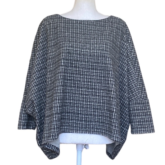 Mango Grey Check Fleece Oversized Cropped Boxy Top XS/S - Picture 1 of 11